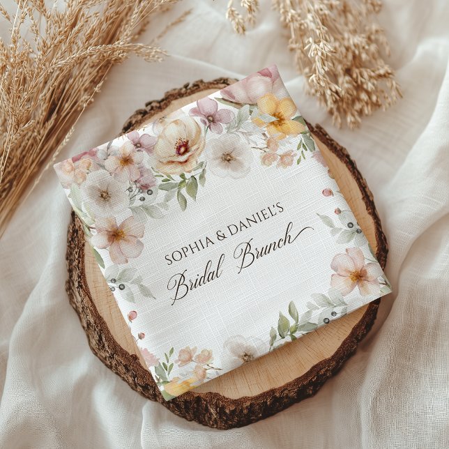 Elegant blomsterakvarell bröllopsfest pappersservett (Chic Floral Watercolor Bridal Shower Napkins)