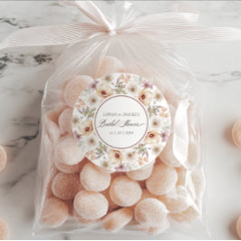 Elegant blomsterakvarell bröllopsfest runt klistermärke