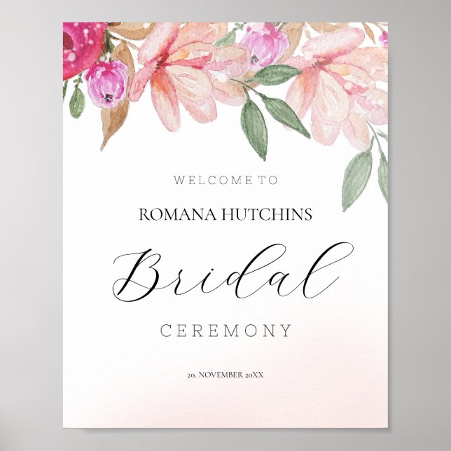 Elegant blomsterakvarell Handmålad affisch (Framsidan)