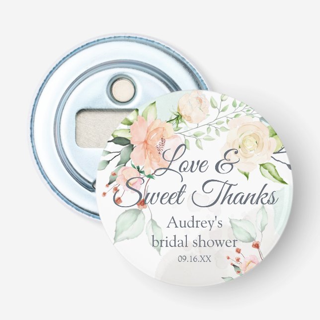 Elegant blomsterakvarell kärlek och stort tack flasköppnare (Framsidan)