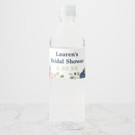 Elegant blomsterakvarell vattenflaskor etikett