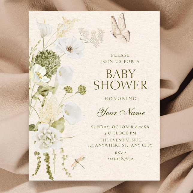 Elegant blomsterbabyfest inbjudningar (Skapare uppladdad)