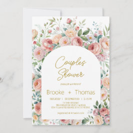Elegant blomsterbåge brudpar duscheinbjudan inbjudningar