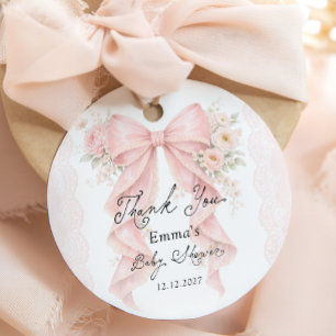 Elegant blomsterbåge flicka baby shower Tack Gåvor Etiketter