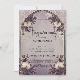 Elegant blomsterbåge husvärmningsinbjudan med S Inbjudningar