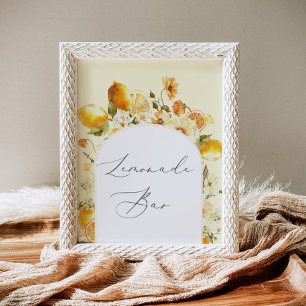 Elegant blomsterbåge Lemonade Bar-affisch Poster