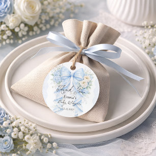 Elegant blomsterbåge Pojke Baby Shower Tack Gåvor Etiketter