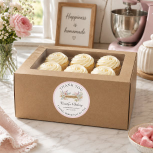 Elegant blomsterbakery Rullande tack Runt Klistermärke