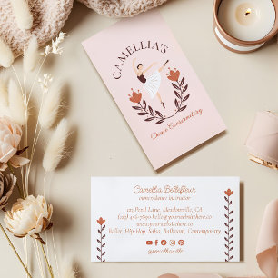 Elegant blomsterbalkett dansinstruktör skola rosa visitkort