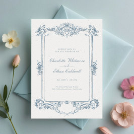 Elegant blomsterbarock ornament ram bröllop inbjudningar