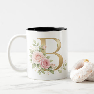 Elegant blomsterbokstav B Monogramm Kopp Personli