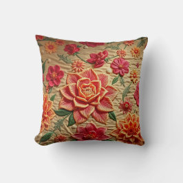 Elegant blomsterbroderad tryckt accentkudde kudde
