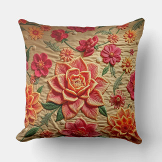 Elegant blomsterbroderad tryckt accentkudde kudde