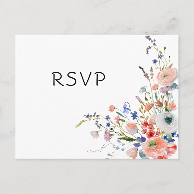 Elegant blomsterbröllop PSVP Vykort (Framsida)