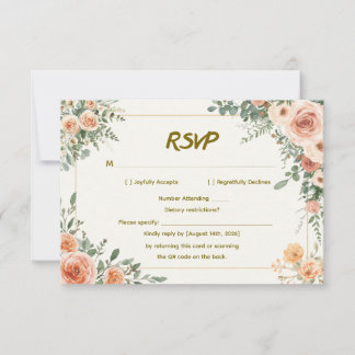Elegant blomsterbröllop RSVP med QR-kod OSA Kort