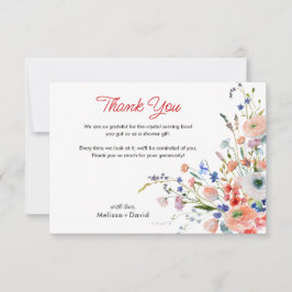 Elegant blomsterbröllop tack kort