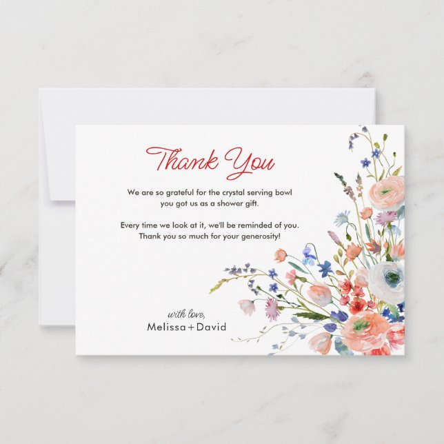 Elegant blomsterbröllop tack kort (Framsida)