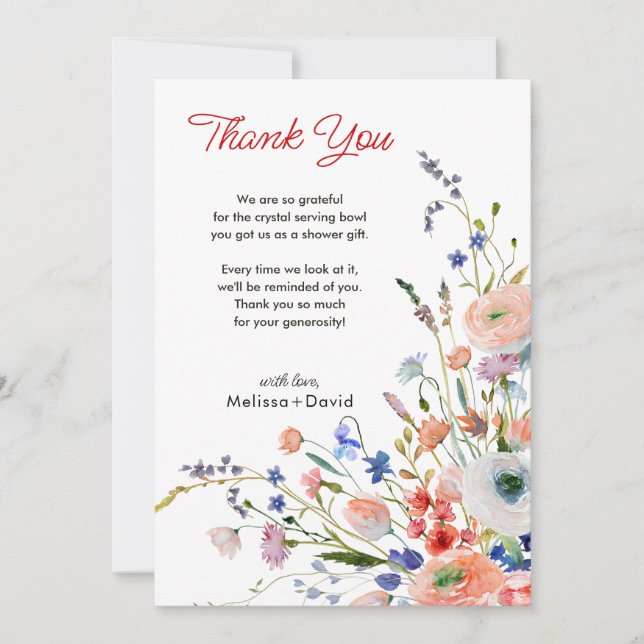 Elegant blomsterbröllop tack kort (Framsida)