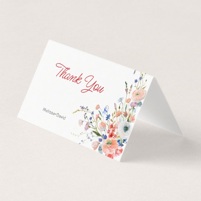 Elegant blomsterbröllop Tacksamhets Faltkort Kort (Framsida)