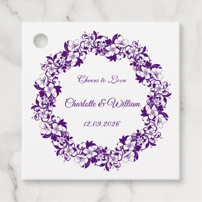 Elegant blomsterbröllopsdesign gåvor etiketter (Framsida)