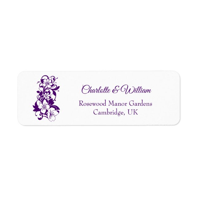 Elegant blomsterbröllopsdesign returadress etikett (Framsidan)