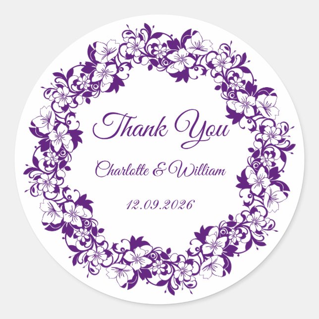 Elegant blomsterbröllopsdesign runt klistermärke (Framsida)