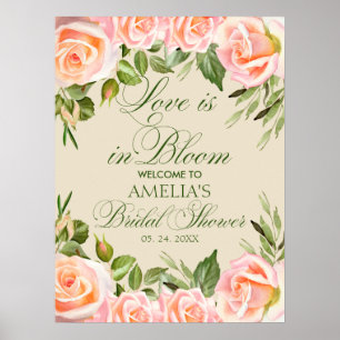 Elegant blomsterbröllopsdusch välkomstskylt poster