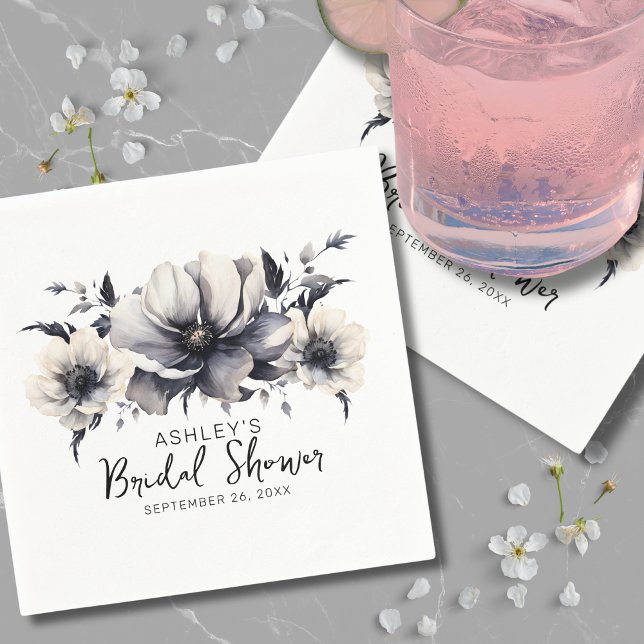 Elegant blomsterbröllopsfest i akvarellteknik pappersservett (Elegant Watercolor Floral Bridal Shower Napkins)