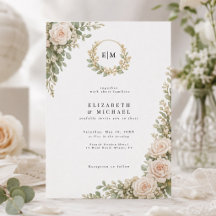 Elegant blomsterbröllopsinbjudan Grön krans