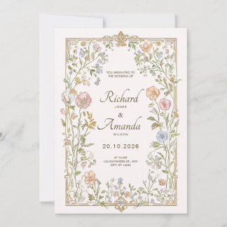Elegant blomsterbröllopsinbjudan  inbjudningar