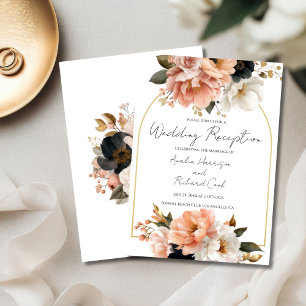 Elegant blomsterbröllopsmottagningsinbjudningskort inbjudningar