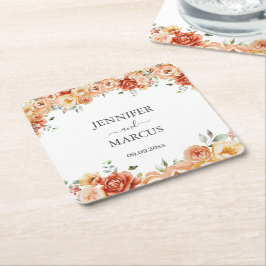 Elegant blomsterbröllopspapper coaster underlägg papper kvadrat