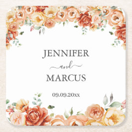 Elegant blomsterbröllopspapper coaster underlägg papper kvadrat