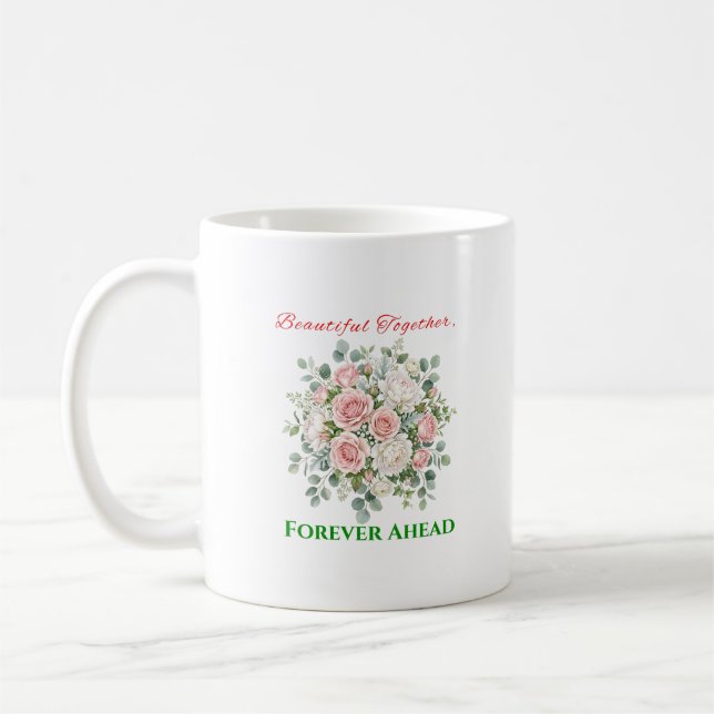 Elegant blomsterbröllopsur kaffemugg (Vänster)