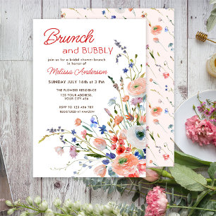 Elegant blomsterbrunch och bubblig bröllopsfest inbjudningar