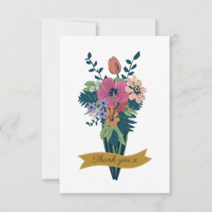 Elegant blomsterbukett band Tack Kort