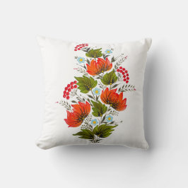 Elegant blomsterbukett folklig konst kudde