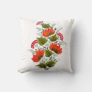 Elegant blomsterbukett folklig konst kudde