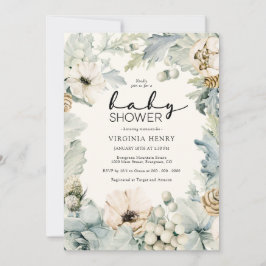 Elegant blomsterbukett för baby shower-inbjudan inbjudningar