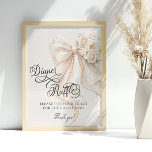 Elegant blomsterbukett för baby shower med blöjlot poster
