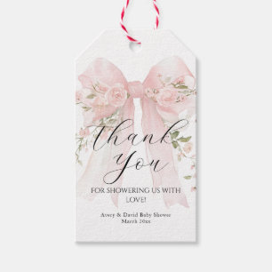 Elegant blomsterbukett för blombarn Baby Shower Presentetikett