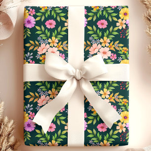 Elegant Blomsterbukett Girly Floral Presentpapper