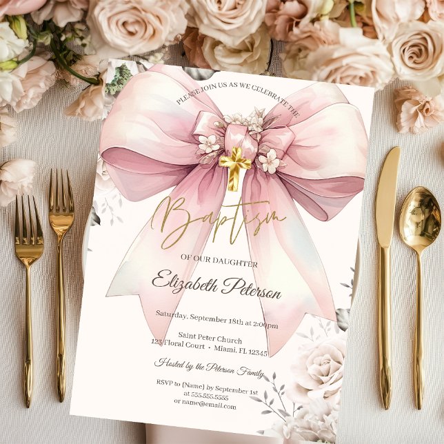 Elegant blomsterbukett Guld Kors Rosor Krämfärgad  Inbjudningar (Skapare uppladdad)