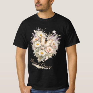 Elegant blomsterbukett Hjärtat T-shirt – Vintage F