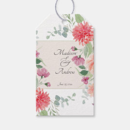 Elegant blomsterbukett i akvarell presentetikett