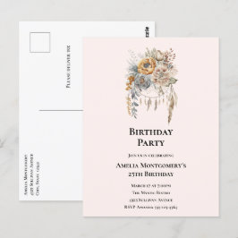 Elegant blomsterbukett med drömmfångare födelsedag vykort