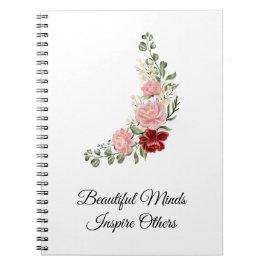 Elegant blomsterbukett med inspirerande citat anteckningsbok