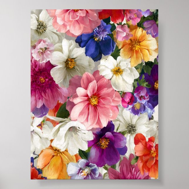 Elegant blomsterbukett – Romantisk blomsterarrange Poster (Framsidan)