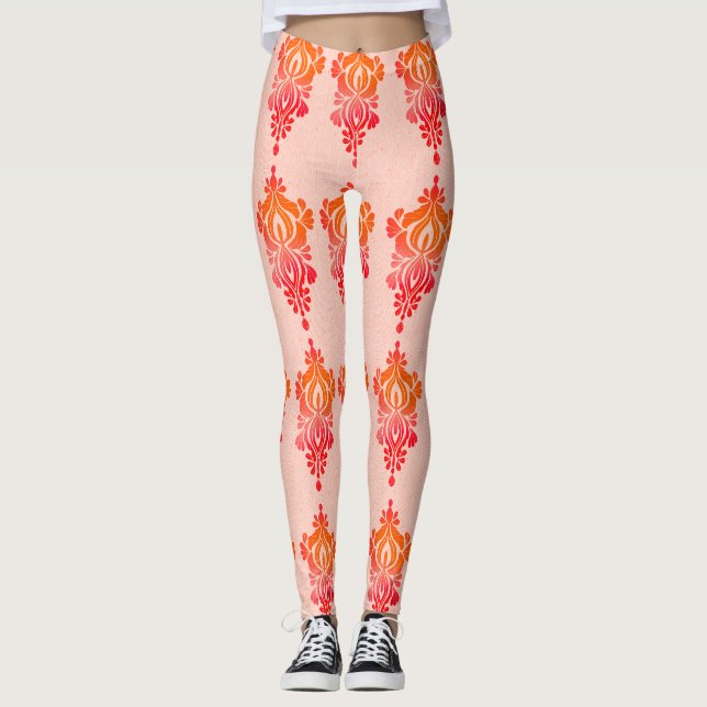 Elegant blomsterdamask chic legging (Framsida)