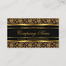 Elegant blomsterdamask guld look svart brons visitkort